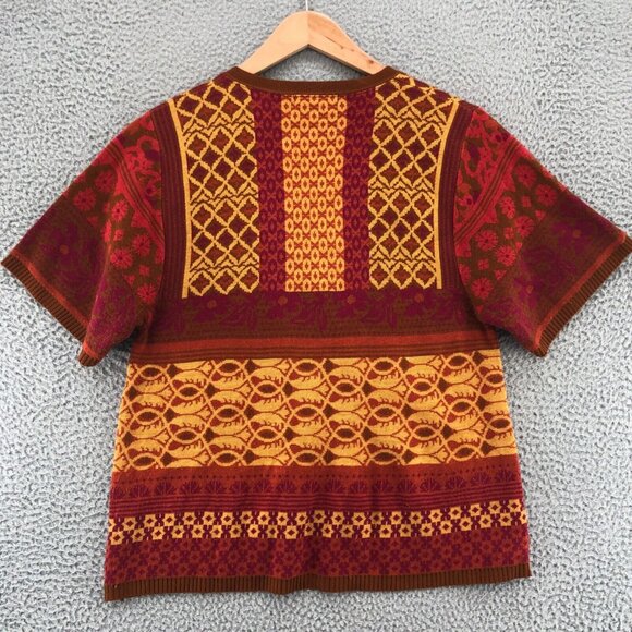 Coldwater Creek Sweater Womens 8 Red Multi Mixed Pattern Cardigan 3/4 Sleeves* - Picture 3 of 10
